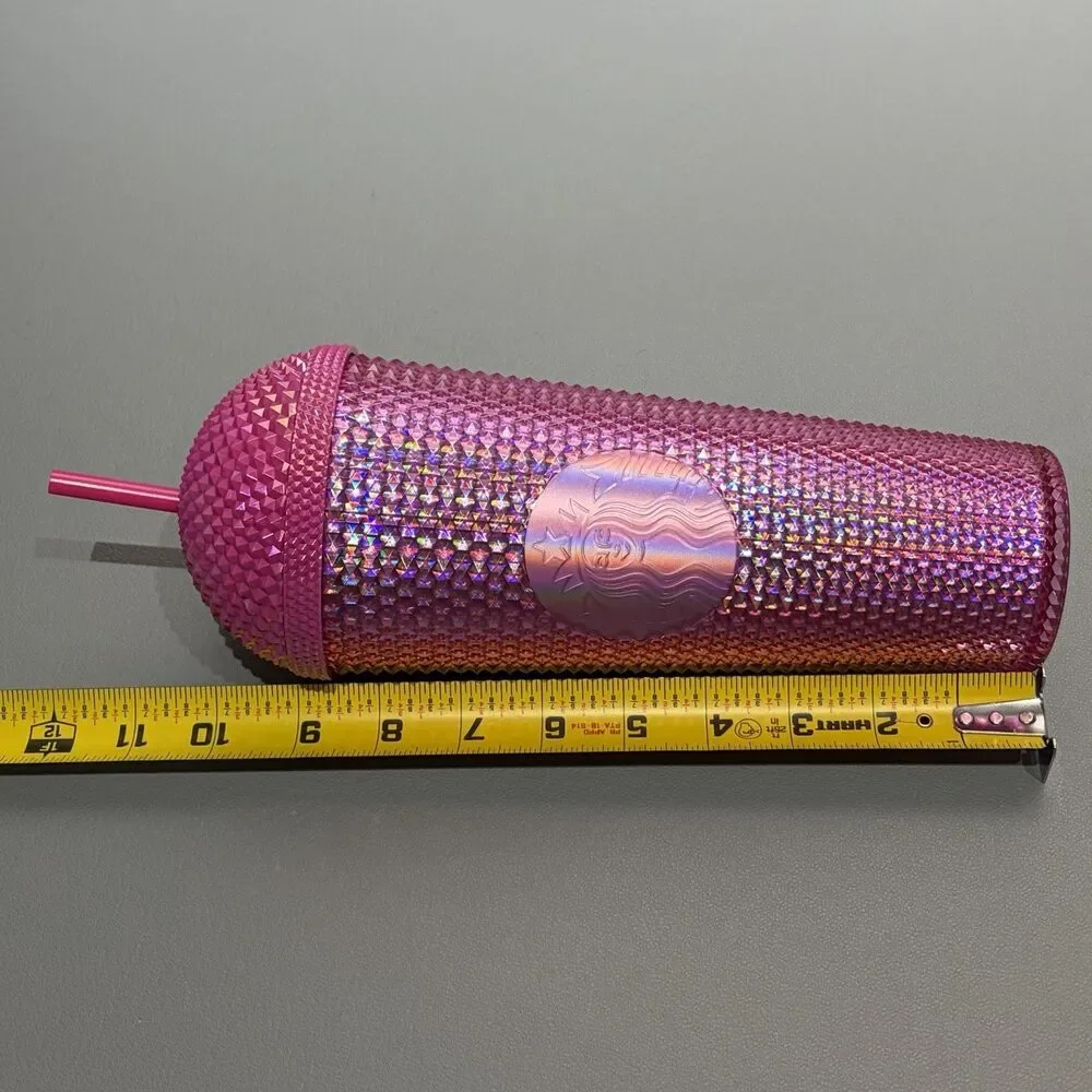 Starbucks 2025 Cold Cup Tumbler Iridescent Pink Domed Studded 24 fl. oz Venti